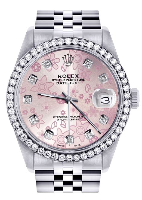 rolex date pink dial|rolex pink face with diamonds.